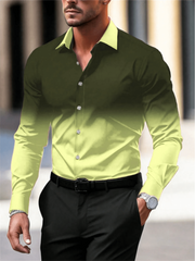 Gradient Color Long Sleeve Shirt Casual Breathable Men Shirt Lapel Large Size Men Clothing Fashion Button Design - SHOWLU FASHION STORE