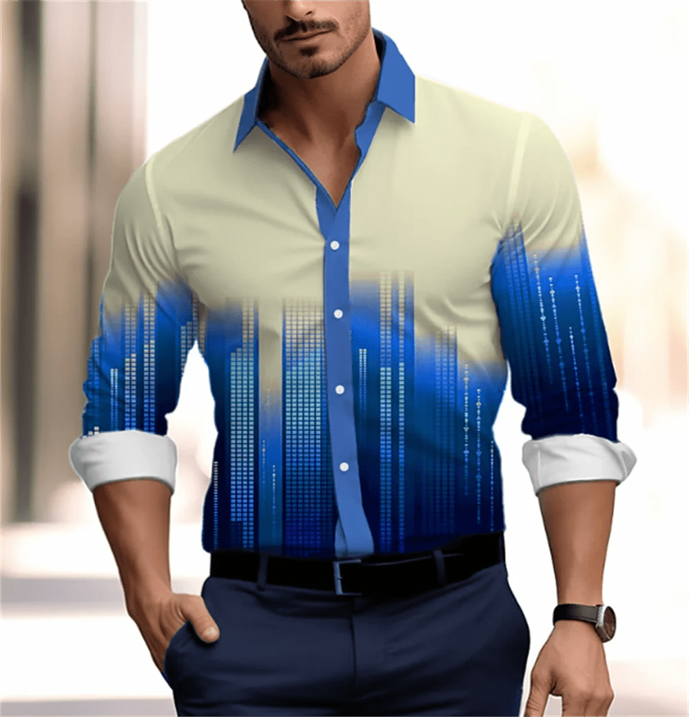 Gradient Men's Clothing Soft and Comfortable Men's Shirt Summer Hawaiian Shirt High Quality Men's Clothing Fashion Button Design - SHOWLU FASHION STORE