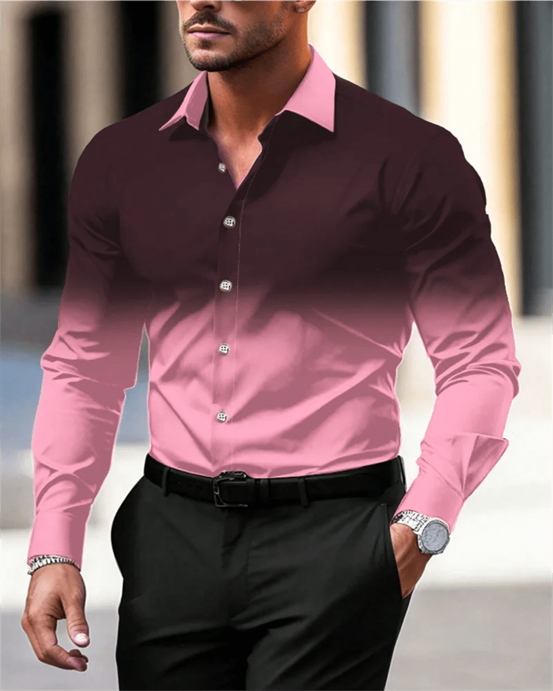 Gradient Men's Clothing Soft and Comfortable Men's Shirt Summer Hawaiian Shirt High Quality Men's Clothing Fashion Button Design - SHOWLU FASHION STORE
