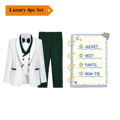 Handmsome Single Button Boy's Suit Set Comfortable Safe Kids Formal Suits Jacket Vest Pants Bow - tie Luxury Set Child Tuxedo - SHOWLU FASHION STORE