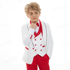 Handmsome Single Button Boy's Suit Set Comfortable Safe Kids Formal Suits Jacket Vest Pants Bow - tie Luxury Set Child Tuxedo - SHOWLU FASHION STORE