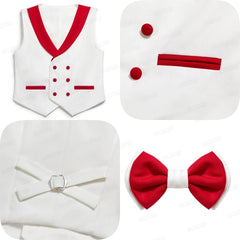 Handmsome Single Button Boy's Suit Set Comfortable Safe Kids Formal Suits Jacket Vest Pants Bow - tie Luxury Set Child Tuxedo - SHOWLU FASHION STORE