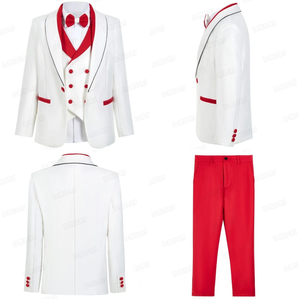 Handmsome Single Button Boy's Suit Set Comfortable Safe Kids Formal Suits Jacket Vest Pants Bow - tie Luxury Set Child Tuxedo - SHOWLU FASHION STORE
