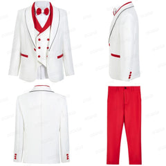 Handmsome Single Button Boy's Suit Set Comfortable Safe Kids Formal Suits Jacket Vest Pants Bow - tie Luxury Set Child Tuxedo - SHOWLU FASHION STORE