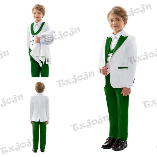 Handsome Child Fomal Dress Suit Set Wedding Prom Casual Boys 4 Pieces Blazer Vest Pants Bow Tie Suits For Birthday Party - SHOWLU FASHION STORE