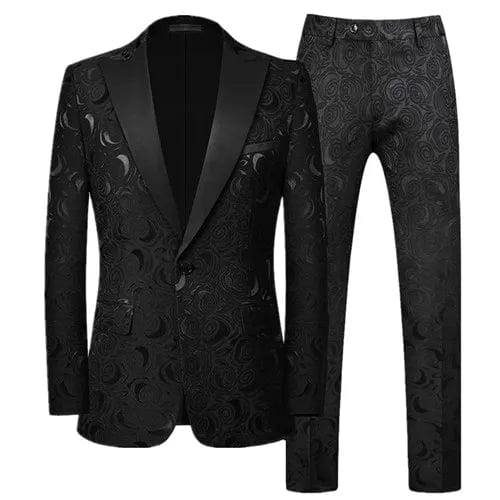 High End Gentleman Jacquard Suit Men Clothing Red Black White Fashion Luxury Men's Wedding Party Dress Slim Fit Blazer and Pants - SHOWLU FASHION STORE