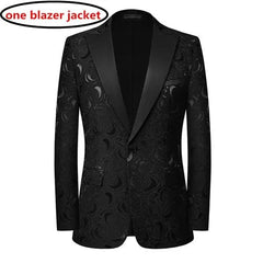 High End Gentleman Jacquard Suit Men Clothing Red Black White Fashion Luxury Men's Wedding Party Dress Slim Fit Blazer and Pants - SHOWLU FASHION STORE