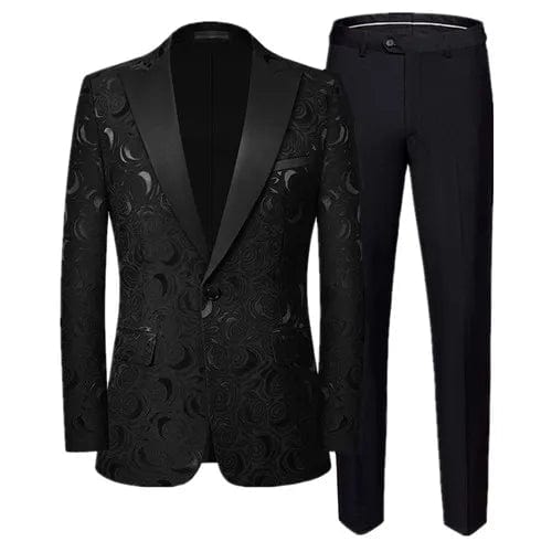 High End Gentleman Jacquard Suit Men Clothing Red Black White Fashion Luxury Men's Wedding Party Dress Slim Fit Blazer and Pants - SHOWLU FASHION STORE