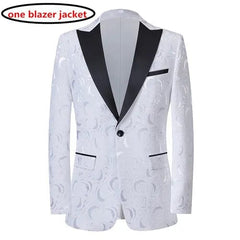 High End Gentleman Jacquard Suit Men Clothing Red Black White Fashion Luxury Men's Wedding Party Dress Slim Fit Blazer and Pants - SHOWLU FASHION STORE