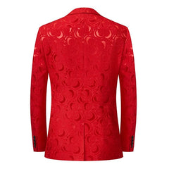 High End Gentleman Jacquard Suit Men Clothing Red Black White Fashion Luxury Men's Wedding Party Dress Slim Fit Blazer and Pants - SHOWLU FASHION STORE