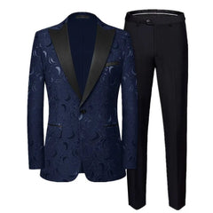 High End Gentleman Jacquard Suit Men Clothing Red Black White Fashion Luxury Men's Wedding Party Dress Slim Fit Blazer and Pants - SHOWLU FASHION STORE