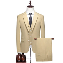 High - end Men's (suit + Vest + Trousers) Wedding Suit Fashion All - in - one Business Casual Suit Three - piece Groom's Wedding Dress - SHOWLU FASHION STORE