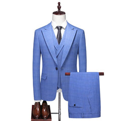 High - end Men's (suit + Vest + Trousers) Wedding Suit Fashion All - in - one Business Casual Suit Three - piece Groom's Wedding Dress - SHOWLU FASHION STORE