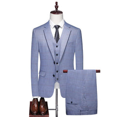 High - end Men's (suit + Vest + Trousers) Wedding Suit Fashion All - in - one Business Casual Suit Three - piece Groom's Wedding Dress - SHOWLU FASHION STORE