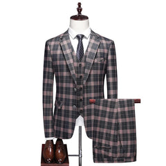 High - end Men's (suit + Vest + Trousers) Wedding Suit Fashion All - in - one Business Casual Suit Three - piece Groom's Wedding Dress - SHOWLU FASHION STORE