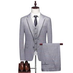 High - end Men's (suit + Vest + Trousers) Wedding Suit Fashion All - in - one Business Casual Suit Three - piece Groom's Wedding Dress - SHOWLU FASHION STORE