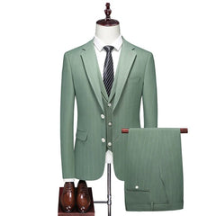 High - end Men's (suit + Vest + Trousers) Wedding Suit Fashion All - in - one Business Casual Suit Three - piece Groom's Wedding Dress - SHOWLU FASHION STORE
