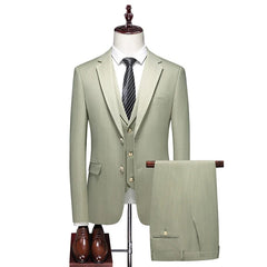 High - end Men's (suit + Vest + Trousers) Wedding Suit Fashion All - in - one Business Casual Suit Three - piece Groom's Wedding Dress - SHOWLU FASHION STORE