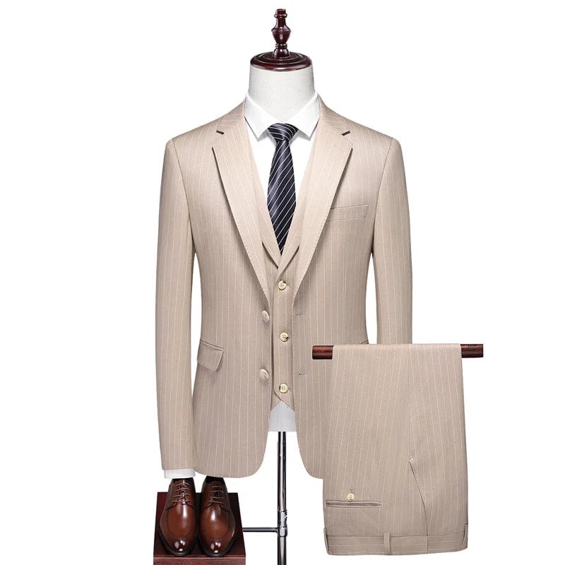 High - end Men's (suit + Vest + Trousers) Wedding Suit Fashion All - in - one Business Casual Suit Three - piece Groom's Wedding Dress - SHOWLU FASHION STORE