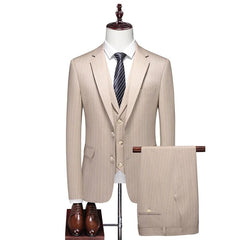 High - end Men's (suit + Vest + Trousers) Wedding Suit Fashion All - in - one Business Casual Suit Three - piece Groom's Wedding Dress - SHOWLU FASHION STORE