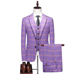 High - end Men's (suit + Vest + Trousers) Wedding Suit Fashion All - in - one Business Casual Suit Three - piece Groom's Wedding Dress - SHOWLU FASHION STORE