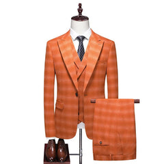 High - end Men's (suit + Vest + Trousers) Wedding Suit Fashion All - in - one Business Casual Suit Three - piece Groom's Wedding Dress - SHOWLU FASHION STORE