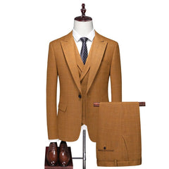 High - end Men's (suit + Vest + Trousers) Wedding Suit Fashion All - in - one Business Casual Suit Three - piece Groom's Wedding Dress - SHOWLU FASHION STORE
