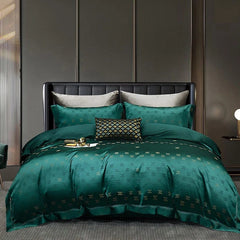 High End Mulberry S i l k Jacquard Bedding Set 4 - piece Duvet Cover Set 200*230CM 220*240CM Flat Sheet Bedding - SHOWLU FASHION STORE