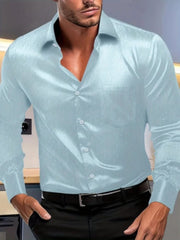 High Quality Elastic Anti - Wrinkle Shirt For Men Long Sleeve Non - Ironing Anti - Wrinkle Business High - End Casual Slim Fit Top - SHOWLU FASHION STORE