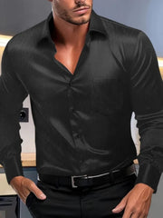 High Quality Elastic Anti - Wrinkle Shirt For Men Long Sleeve Non - Ironing Anti - Wrinkle Business High - End Casual Slim Fit Top - SHOWLU FASHION STORE