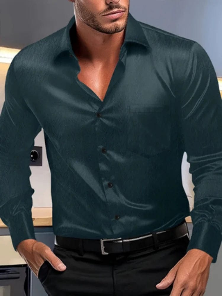 High Quality Elastic Anti - Wrinkle Shirt For Men Long Sleeve Non - Ironing Anti - Wrinkle Business High - End Casual Slim Fit Top - SHOWLU FASHION STORE