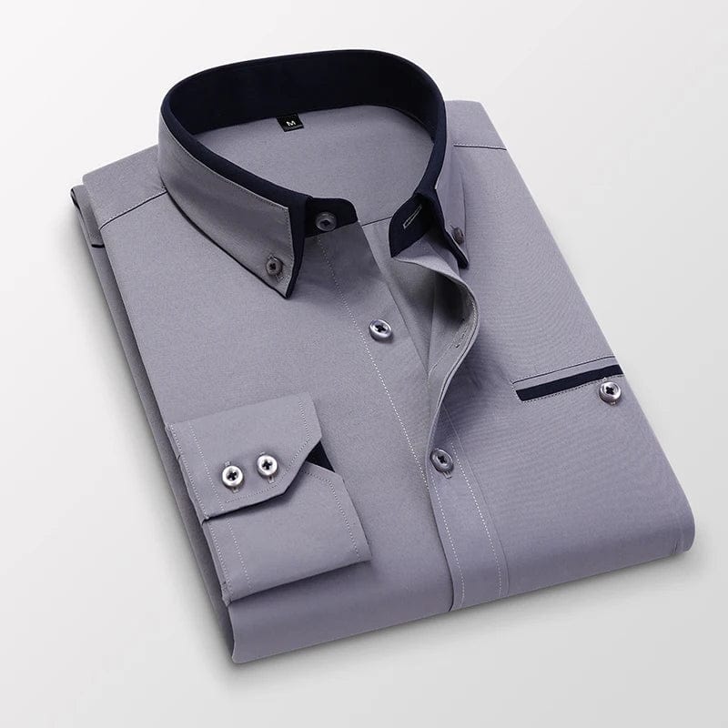 High Quality Stylish Casual Shirt Double Collar Striped Mens Dress Shirts Mens Long Sleeve Shirts non iron Double Collar Shirt - SHOWLU FASHION STORE