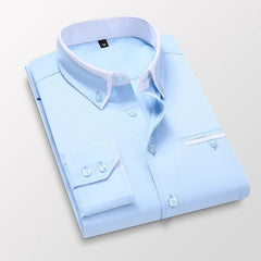 High Quality Stylish Casual Shirt Double Collar Striped Mens Dress Shirts Mens Long Sleeve Shirts non iron Double Collar Shirt - SHOWLU FASHION STORE
