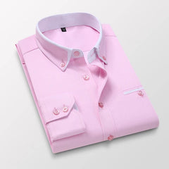 High Quality Stylish Casual Shirt Double Collar Striped Mens Dress Shirts Mens Long Sleeve Shirts non iron Double Collar Shirt - SHOWLU FASHION STORE