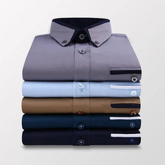 High Quality Stylish Casual Shirt Double Collar Striped Mens Dress Shirts Mens Long Sleeve Shirts non iron Double Collar Shirt - SHOWLU FASHION STORE
