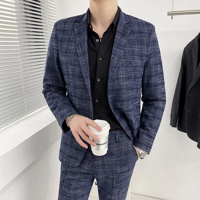 High - quality Suit for Men (suit + Trousers) Stylish and Handsome 2 - piece Business Professional Suit Best Man Groom Wedding Dress - SHOWLU FASHION STORE
