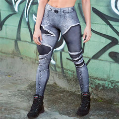 High Waist Denim Yoga Leggings Push Up Jeans Sports Pants Gym Tights Running Tummy Control Workout Pencil Trousers Sportswear - SHOWLU FASHION STORE