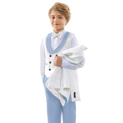 Hot Sale Classic 4PCS Suit For Boys Elegant Sky Blue Suit Set Smart Single Breasted Boy's Suit Blazer Vest And Pants For Party - SHOWLU FASHION STORE