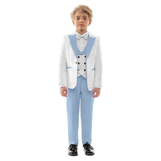 Hot Sale Classic 4PCS Suit For Boys Elegant Sky Blue Suit Set Smart Single Breasted Boy's Suit Blazer Vest And Pants For Party - SHOWLU FASHION STORE