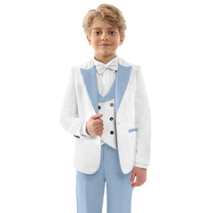 Hot Sale Classic 4PCS Suit For Boys Elegant Sky Blue Suit Set Smart Single Breasted Boy's Suit Blazer Vest And Pants For Party - SHOWLU FASHION STORE