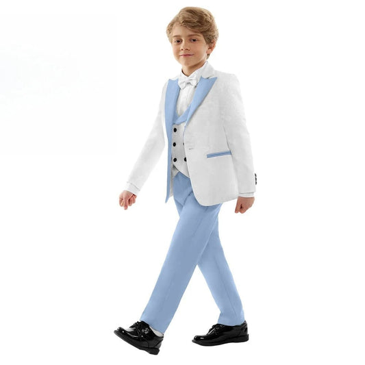 Hot Sale Classic 4PCS Suit For Boys Elegant Sky Blue Suit Set Smart Single Breasted Boy's Suit Blazer Vest And Pants For Party - SHOWLU FASHION STORE