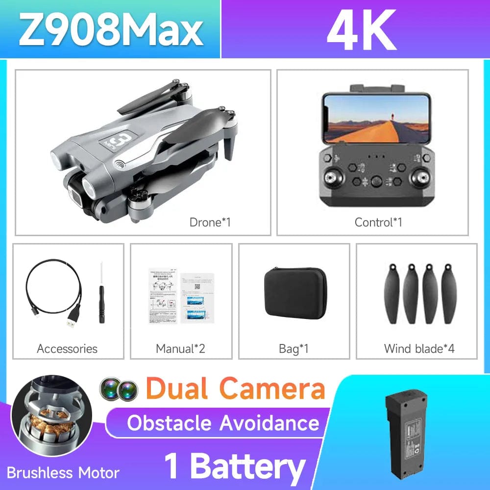 HOT Z908 Pro / MAX Mini Drone 4k Professional Camera 2.4G WIFI Obstacle Avoidance Helicopter Remote Control Quadcopter RC Toys - SHOWLU FASHION STORE