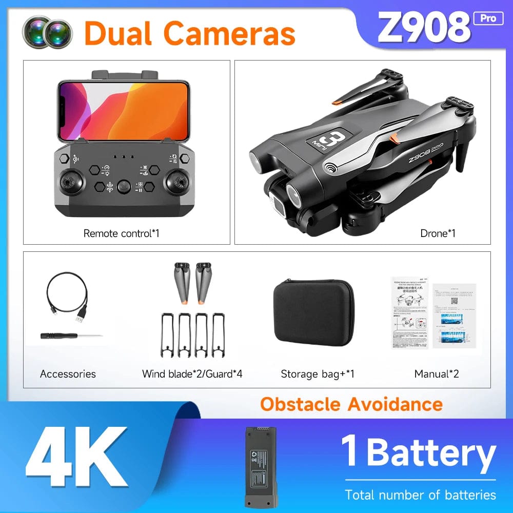 HOT Z908 Pro / MAX Mini Drone 4k Professional Camera 2.4G WIFI Obstacle Avoidance Helicopter Remote Control Quadcopter RC Toys - SHOWLU FASHION STORE