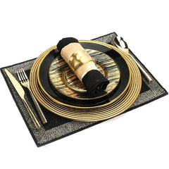 Hotel Table Setting Household Bone China Set Black Golden Edge Luxury Model Room Tableware Flat Plate Western Food/Steak Dinner Plate Dish - SHOWLU FASHION STORE