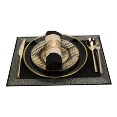 Hotel Table Setting Household Bone China Set Black Golden Edge Luxury Model Room Tableware Flat Plate Western Food/Steak Dinner Plate Dish - SHOWLU FASHION STORE