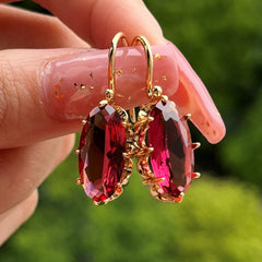 Huitan Trendy Women Oval Cubic Zirconia Earrings Temperament Elegant Design Luxury Female Dangle Earrings Aesthetic Jewelry 2022 - SHOWLU FASHION STORE