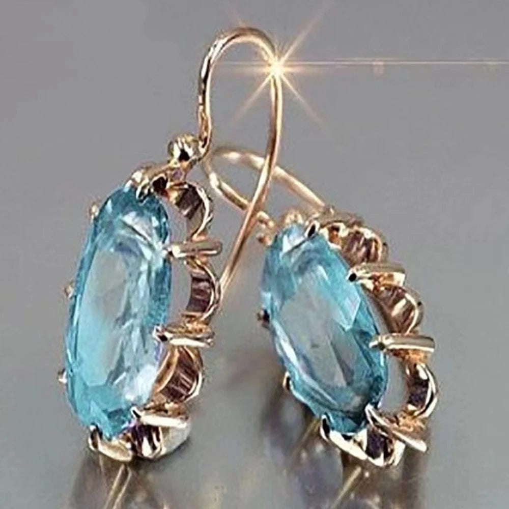 Huitan Trendy Women Oval Cubic Zirconia Earrings Temperament Elegant Design Luxury Female Dangle Earrings Aesthetic Jewelry 2022 - SHOWLU FASHION STORE
