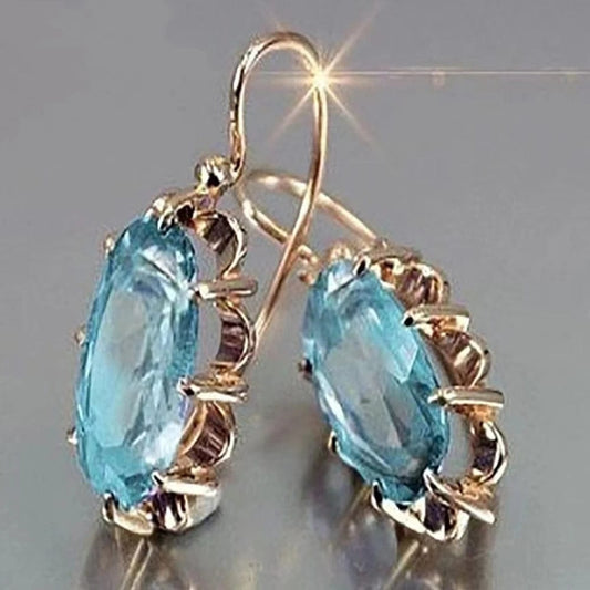 Huitan Trendy Women Oval Cubic Zirconia Earrings Temperament Elegant Design Luxury Female Dangle Earrings Aesthetic Jewelry 2022 - SHOWLU FASHION STORE
