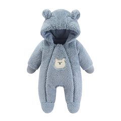 Infant Boys Girls Fleece Jumpsuit Winter Long Sleeve Cartoon Hooded Romper Newborn Fleece Warm Jumpsuit 0 - 24 Months Baby Clothes - SHOWLU FASHION STORE