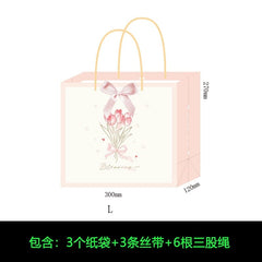 INS Contrast Color Gift Bag Holiday Celebration Gift for Girlfriend Packaging Bag Creative Minimalist Handbag Paper Bag - SHOWLU FASHION STORE